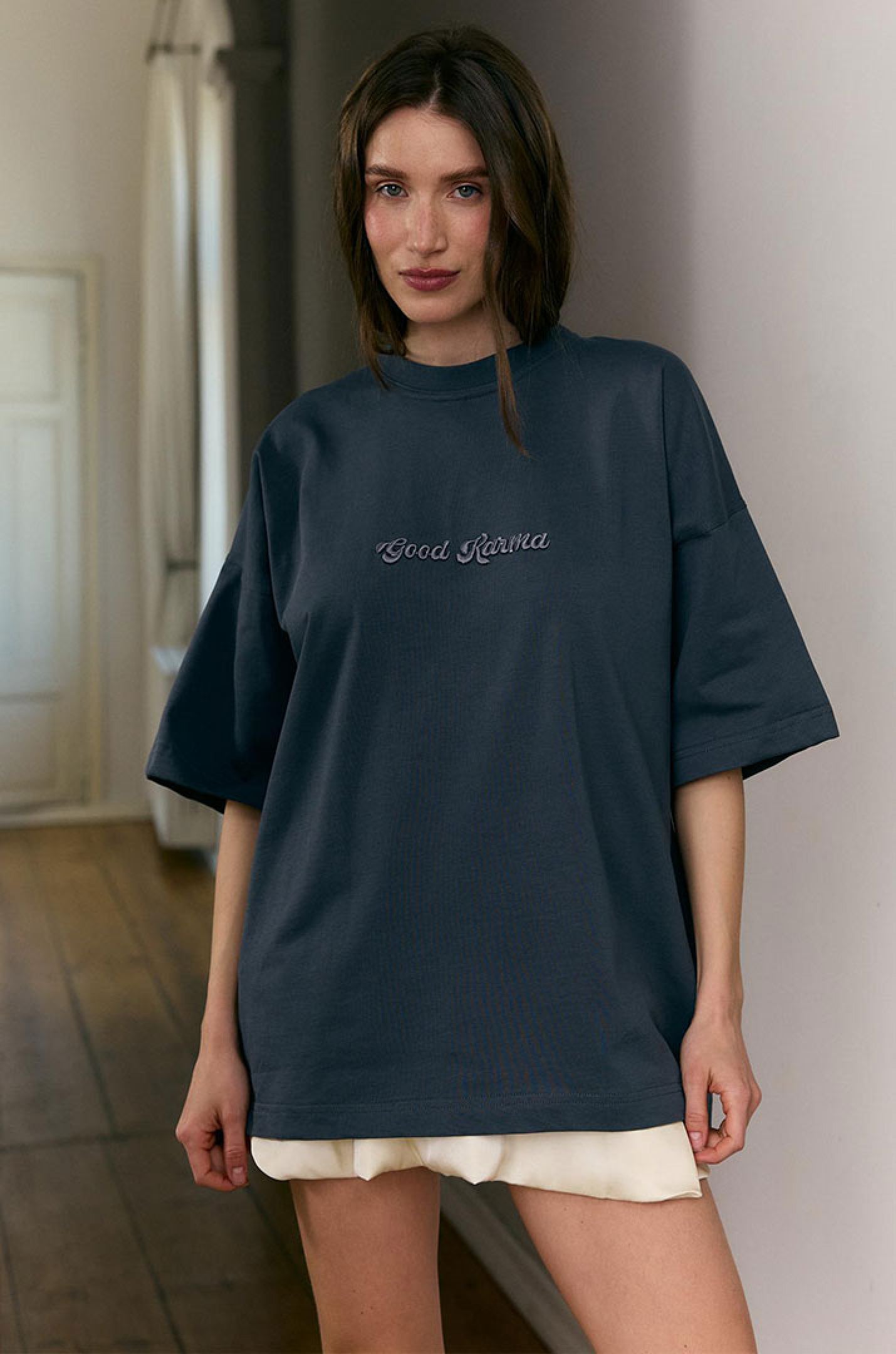 Футболка з вишивкою "Good Karma"