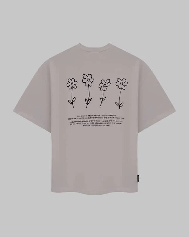 Футболка UNISEX T-SHIRT FLOWERS LIGHT GREY