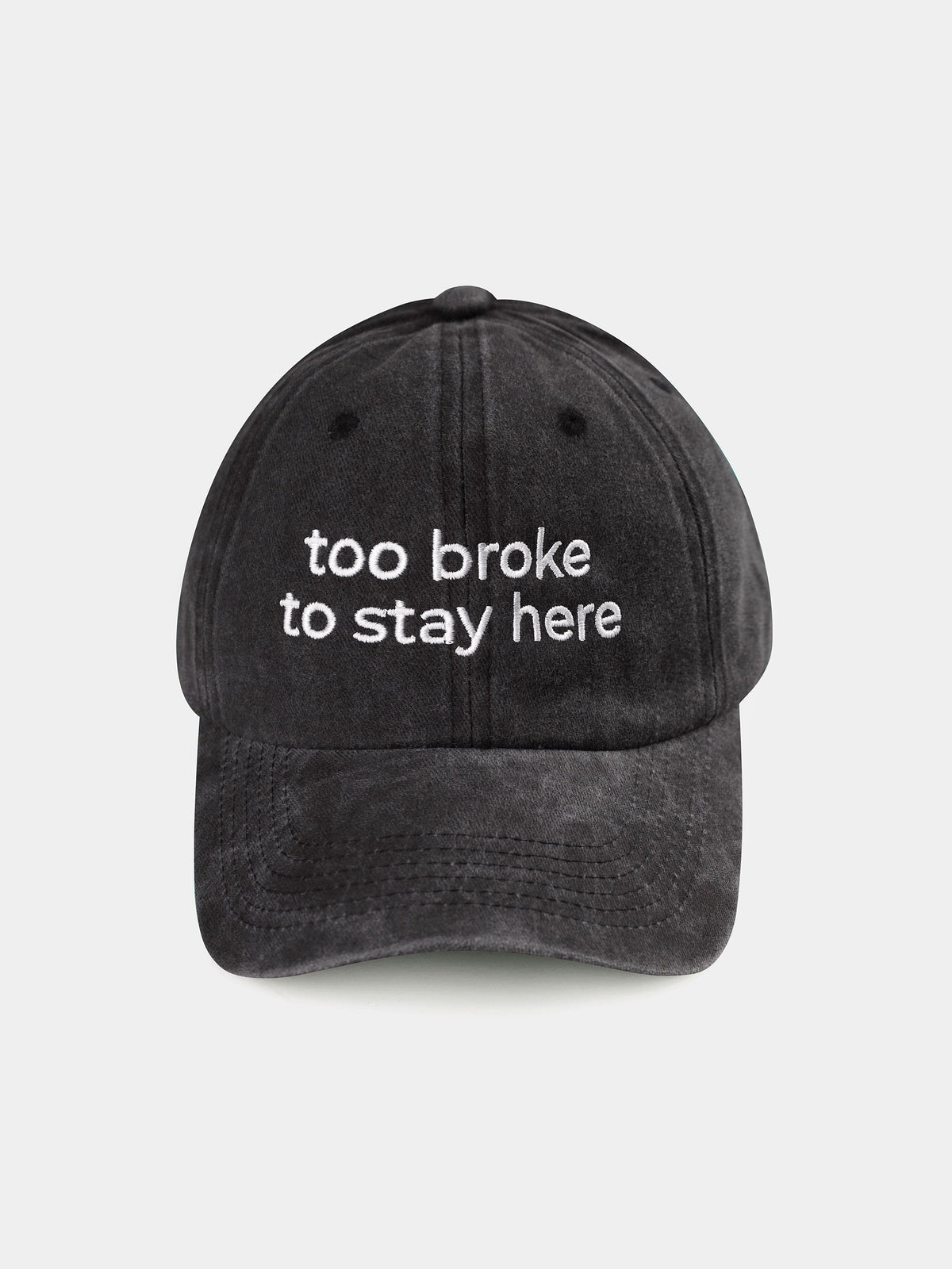 Джинсова кепка Too broke to stay here