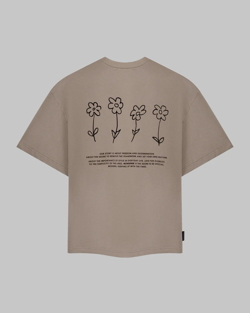 Футболка UNISEX T-SHIRT FLOWERS LIGHT BROWN