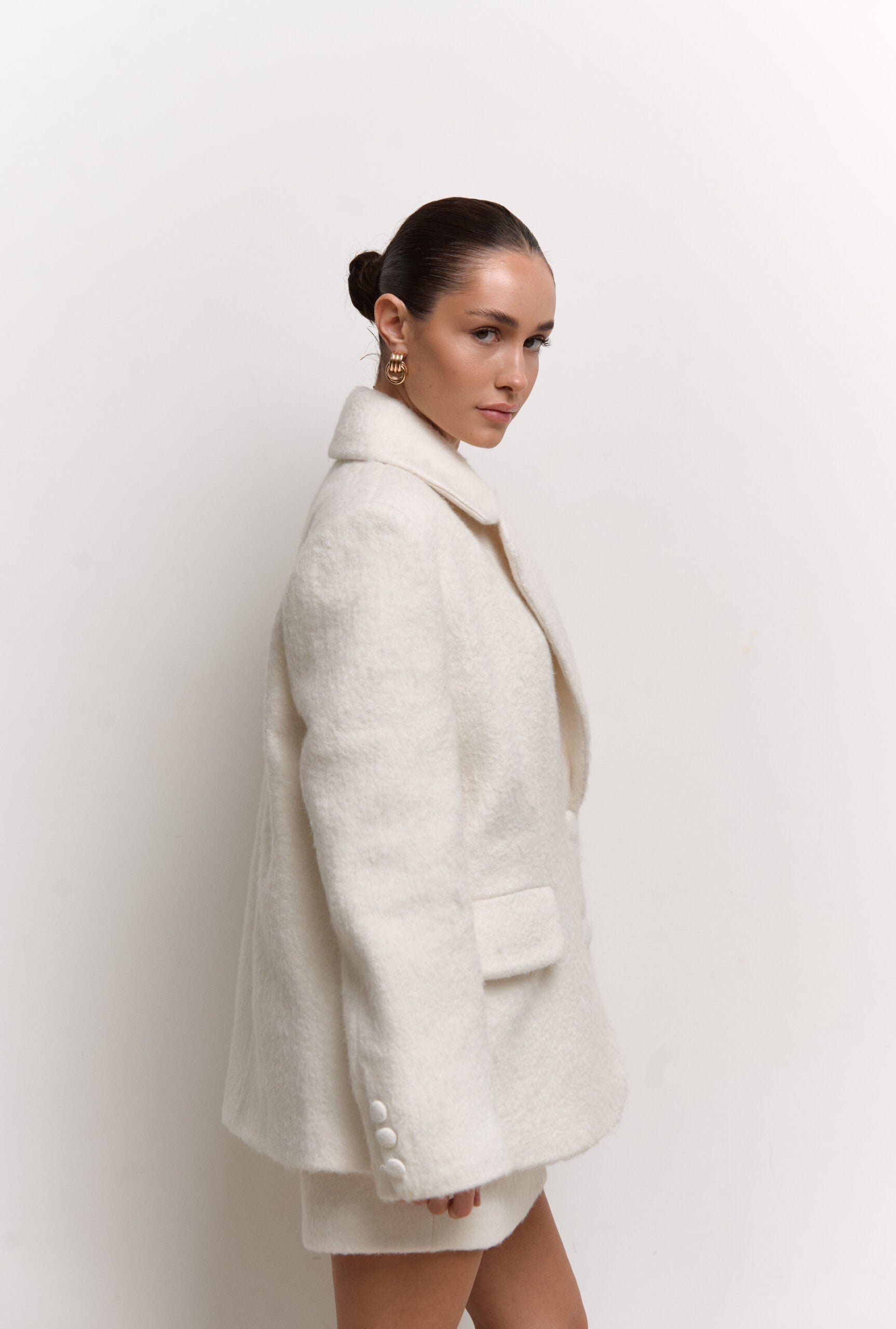 Пальто з фактурної вовни MILKY