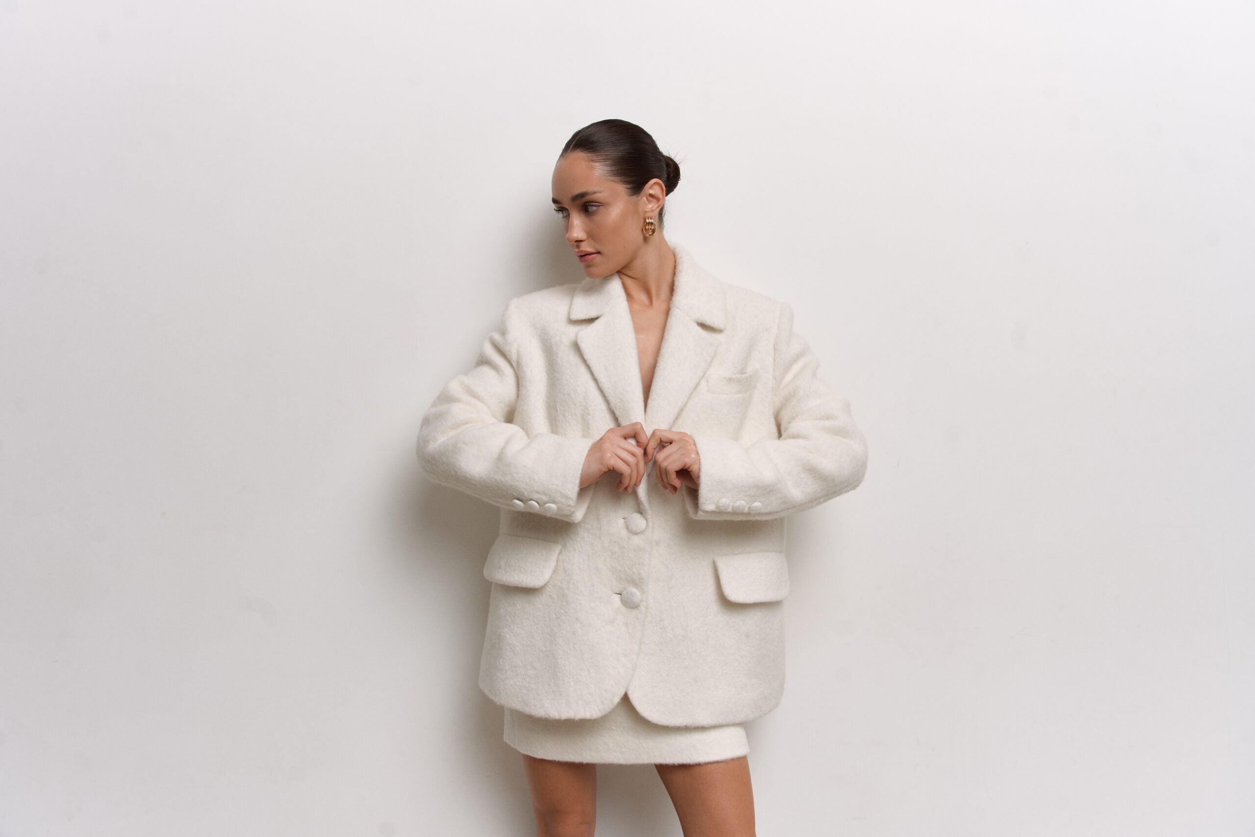 Пальто з фактурної вовни MILKY