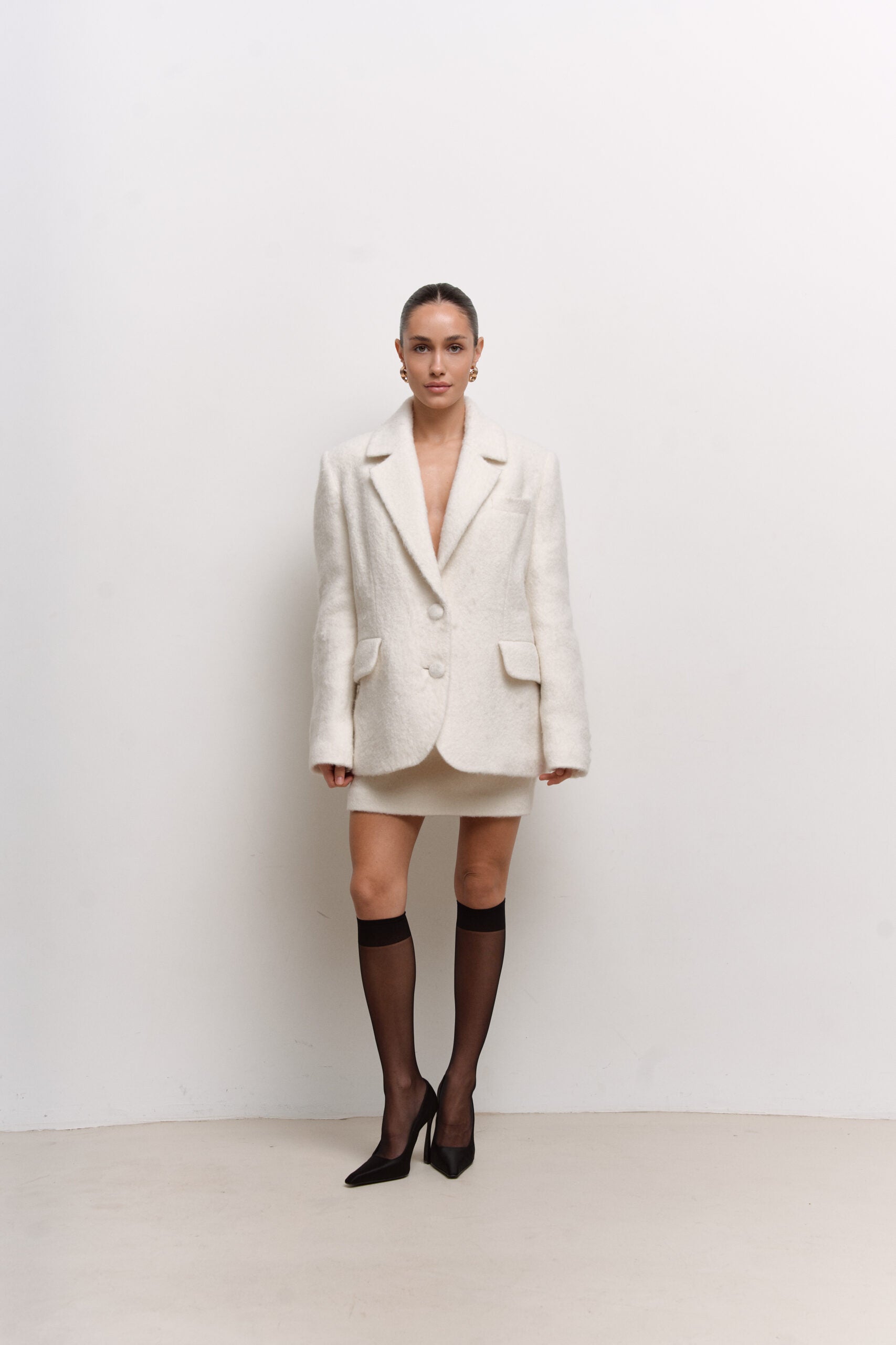 Пальто з фактурної вовни MILKY