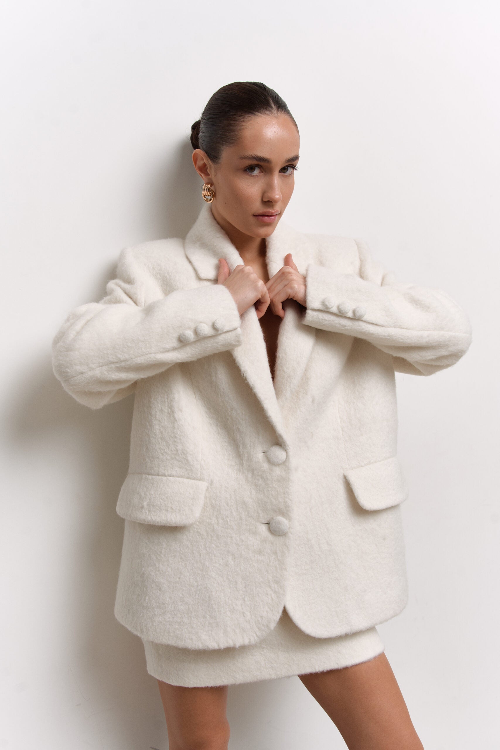 Пальто з фактурної вовни MILKY